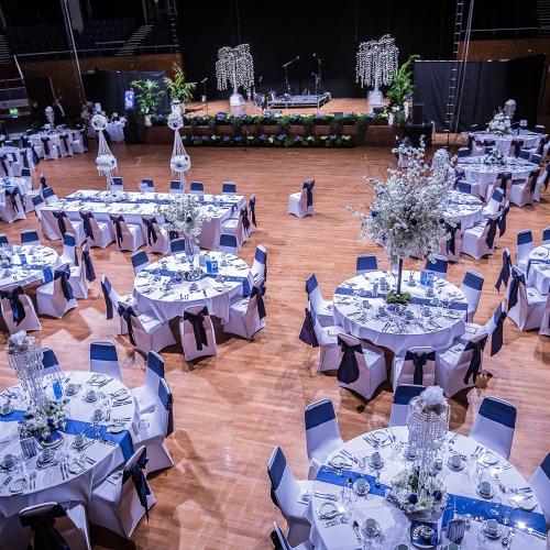 The main hall at Preston Guild Hall ready for a function 